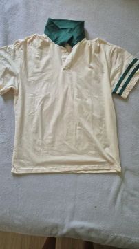 Camiseta Polo Bege com Detalhes Verde feminina M