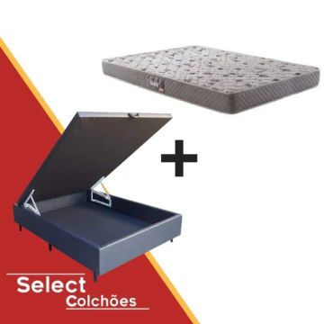 Colchão Herval Black Espuma D45 + Base Baú Casal 138x188x64 - Select Colchões