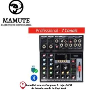 Mesa De Som Bluetooth 7 Canais Mp3 Estéreos Efeitos Usb Tomate Tyt-007