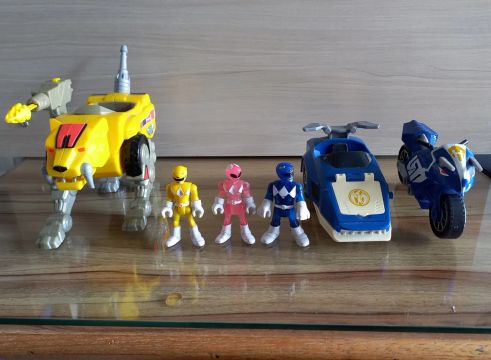 Imaginext megazords Power rangers azul/rosa/amarelo