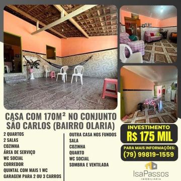 Casa à venda em rua pública, OLARIA, Aracaju, SE