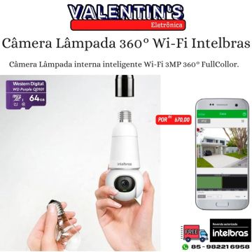 Câmera Lâmpada Intelbras 360° Wi-Fi Full Color