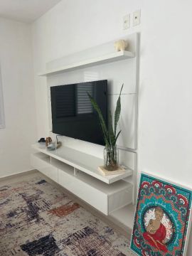 Estante Home Theater Tv Branca Laqueada