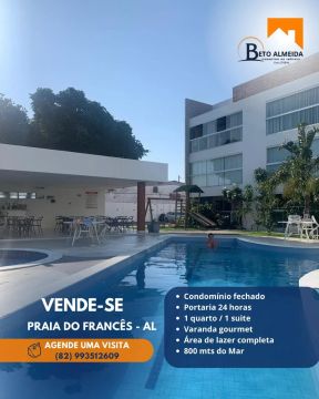 VENDA. Lindo e planejado apto com 1 quarto e varanda gourmet, MOBILIADO, na praia do franc