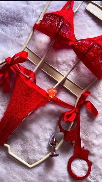 Promoção-Conjunto de Lingerie Vermelha com Renda
