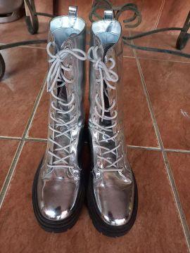 Botas Coturno Prateado Arezzo 37