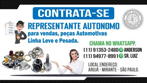 Vaga de Representante Autônomo de Peças Automotiva 