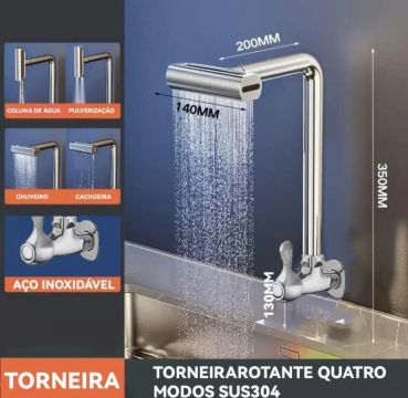 Torneira Cozinha parede com saída de chuva 360° 4 em 1