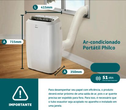 Ar-condicionado Portátil Philco Pac 12.000 Btus Virus Protec