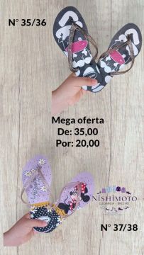 Chinelo Feminino - Minnie e Vaquinha - Tamanhos 35/36 e 37/38