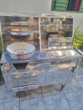 Carrinho de lanches em aço inox