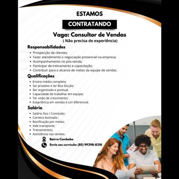 Oportunidade de emprego - Consultor de Vendas