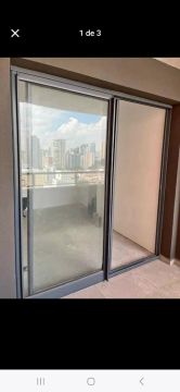 Porta balcao de segurança aluminio cinza 2.20mts todas se movem parcela