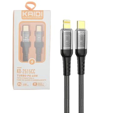 Cabo Tipo C para iPhone com Led 1M Rápido Turbo PD 30W - Kaidi  em São Luís ma 