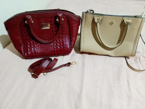Bolsa feminina em couro - 2 peças