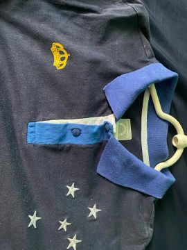 Camiseta Polo Azul com Estampa de Estrela Cruzeiro 