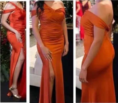 Vestido longo terracota 