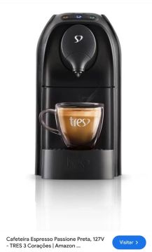 Cafeteira Espresso Passione Preta 127V - TRES 3 Corações