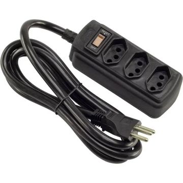 Filtro de linha, 3 tomadas, 1,5m, 20A, Bivolt, Preto
