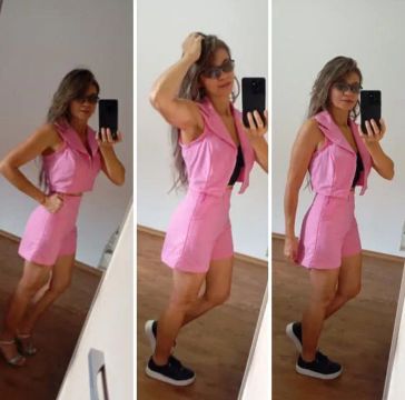 Conjunto cropped rosa feminino