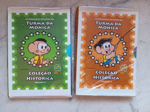 Coleção Histórica Turma da Mônica Volumes 3, 4, 5 e 10 com detalhes.