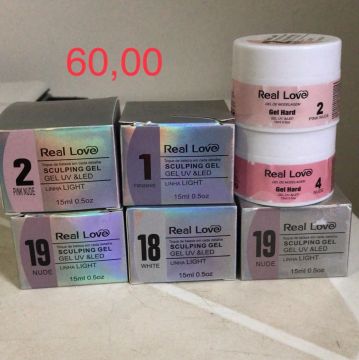 Kit de Gel UV & LED Real Love - linha Light - 6 unidades + 2 Gel Hard