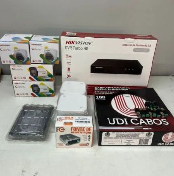 kit com 4 cameras instalado marca hikvision.  garantia de 1 ano.