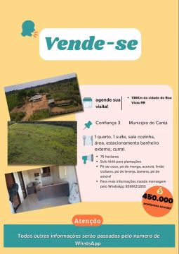 Sítio com 75 hectares em Boa Vista RR