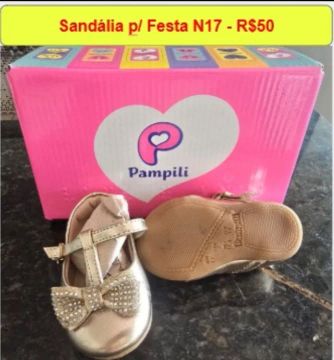 Sandália Festa Bebê Pampili Dourada N17