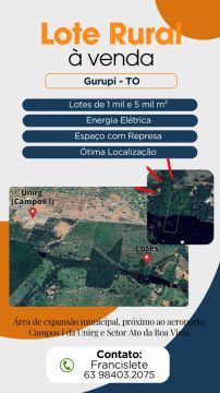 CHÁCARA RURAL EM GURUPI - TO - ACEITA PERMUTA COM IMÓVEIS EM PALMAS