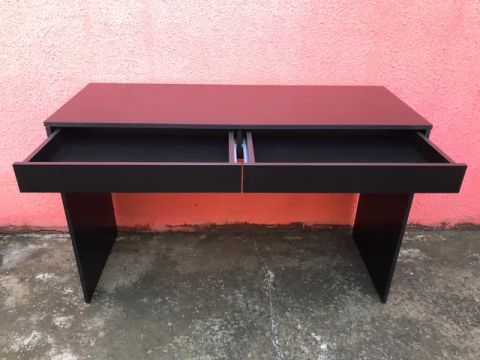 Escrivaninha Mesa de Escritório de 2 gavetas preta 120cm x 70cm