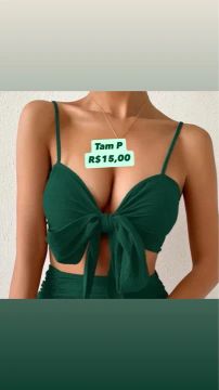Top Cropped Verde Amarrado - Novo