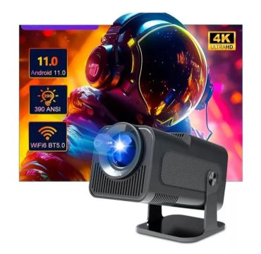 Projetor Portátil 4K Android 11.0 390 ANSI Lumens WiFi 6 BT 5.0