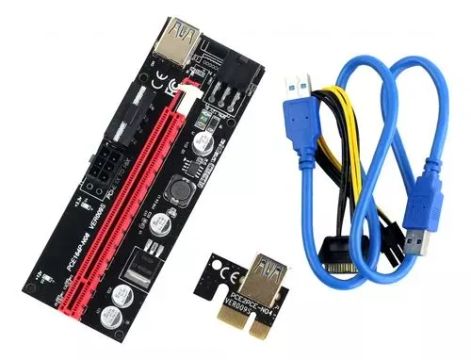 Placa Riser PCI-E 1x para 16x com 4x USB 3.0