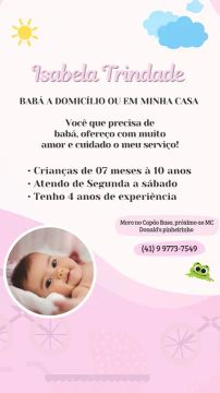 BABÁ DOMICILIAR: SEG A SÁBADO 