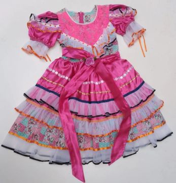 Vestido Infantil Festa Junina - Rosa - Tamanho 4