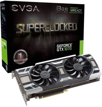 Placa de Vídeo EVGA GeForce GTX 1070 Superclocked ACX3.0 8GB GDDR5