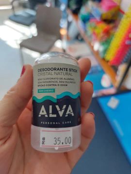 Desodorante Cristal Natural Alva 60g Sem Aluminio