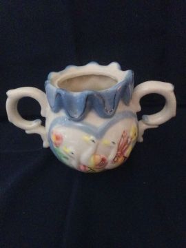 Lindo pote de porcelana com patos