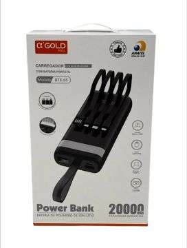 Power Bank 20000mAh A?Gold Pro BTE-05 - Carga Rápida 3.1A, Bateria de Polímero