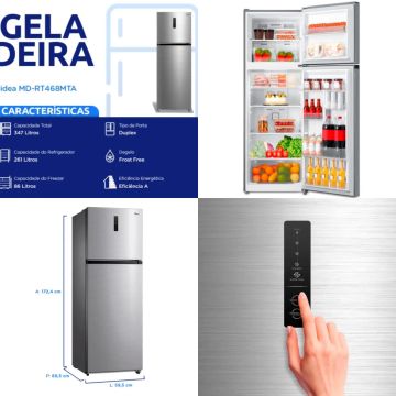 Geladeira Midea dúplex Frost Free Inox entrega gratuita 