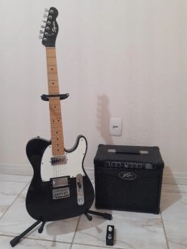 Guitarra Squier Telecaster Contemporary + Ampli Peavey + pedal BluesCrab