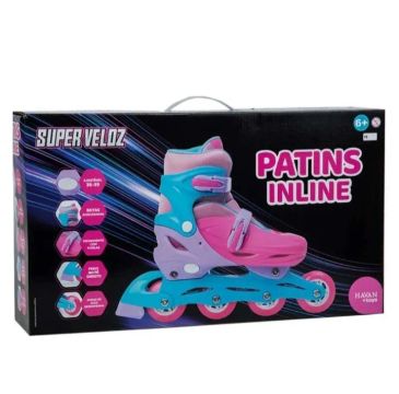 Patins Inline Super Veloz Infantil - Tamanho 36-39
