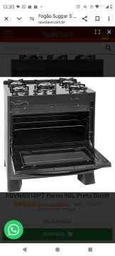 Fogão Suggar 5 Bocas Neo Glass FGVNG510PT Forno 90L Preto Bivolt