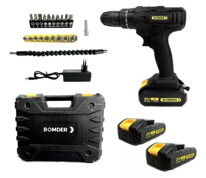 Furadeira com impacto parafusadeira 2 baterias Bomvink BOM-9970