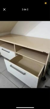 Rack bege e branco com gavetas e rodinhas - Dalla Costa