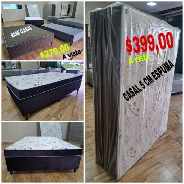 Cama Box Casal 5cm Espuma - Novo