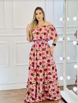 Lindo vestido novo longo ciganinha veste até 46