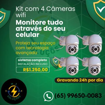 Kit 4 Câmeras Wifi Segurança 24h