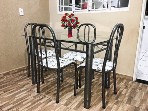 Belo conjunto Life vidro mesa + 4 cadeiras = Frete grátis!